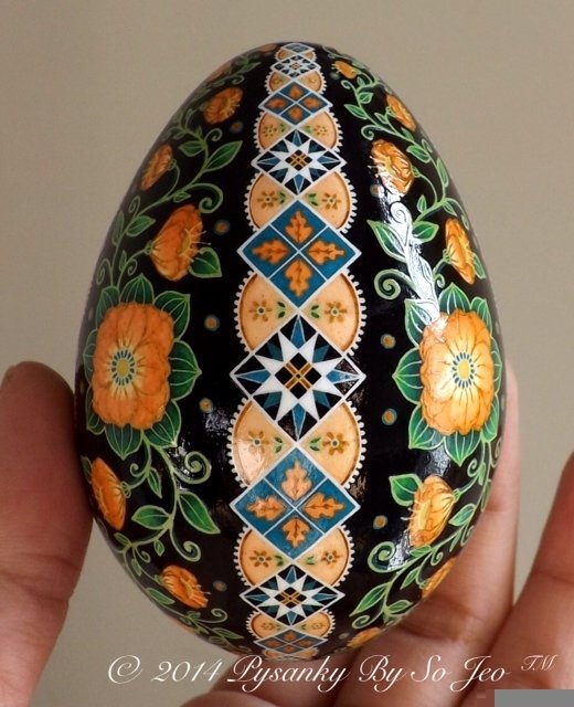 Peach Floral Ukrainian Easter Egg Pysanky By So Jeo
